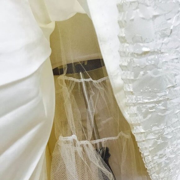 Vintage 1950s Full Circle Midi Skirt Crinoline Off White Lace - Picture 7 of 8